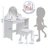 Girls Vanity with Lighted Mirror & Stool,Kids Vanity Makeup Desk with Wooden Makeup Playset,Adjustable LED Light - 4 of 4