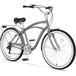 Docred Beach Cruiser Bike,24/26 Inch 7-Speed Adult Bicycle, Comfortable Step-Through Frame with Rear Rack, Classic City Cruiser - 1 of 4