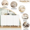 Modern Cream Style Shoe Cabinet With 3 Wave Doors, Sideboard With Adjustable Shelves, 5 Solid Wood Legs, Storage Cabinet For Living Room Hallway - 4 of 4
