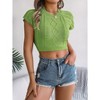 Coolmee Womens Cap Sleeve Crop Tops Summer Crew Neck Lightweight Knit Sweater Tank Tops - 4 of 4