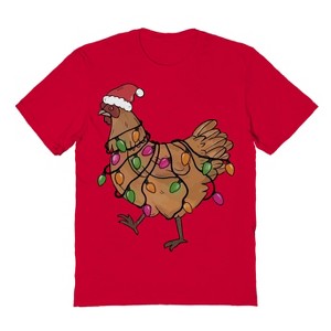 Rerun Island Men's Christmas Light Hen Short Sleeve Graphic Cotton T-Shirt - 1 of 1