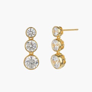 Bearfruit Jewelry Sterling Silver 18k Gold Plated Gabriella Linear Drop Earrings - 1 of 4