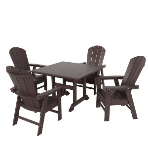 WestinTrends 5 Piece Outdoor Patio Dining Square Table and Curved Back Armchair Set - 1 of 2