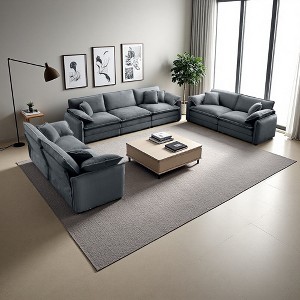 3-Piece Corduroy Sofa Set with Deep Seats & Pillows - 1 of 4