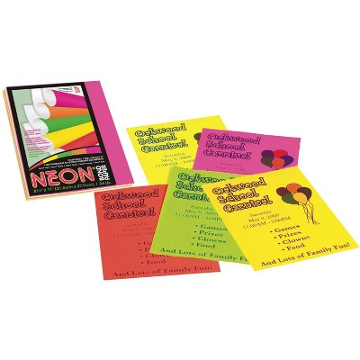 Pacon Neon Multi-Purpose Paper, 8-1/2 x 11 Inches, 24 lb, Assorted Neon Colors, pk of 100