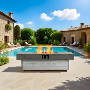Christopher Knight Home Zane Contemporary Patio 50,000 BTU Iron Rectangular Fire Pit Table with Adjustable Height - 1 of 4