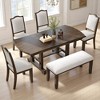 6-Piece Extendable Dining Table Set, 60"-78" Wood Kitchen Table with Removable Leaf, 4 Upholstered Chairs & Bench for Dining Room - 2 of 4