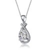 Exquisite white gold plated necklace with a cubic zirconia pear rain droplet and infinity love knot pendant for a touch of timeless elegance - 3 of 4