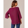 Seta T Women's Casual Round Neck 3/4 Sleeve Double Layered Chiffon Blouse - 4 of 4