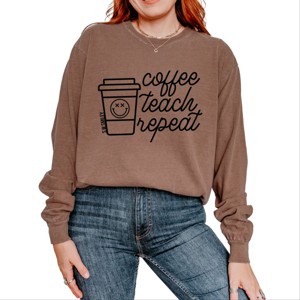 Simply Sage Market S.W.Smiley Coffee Teach Repeat Garment Dyed Long Sleeve - 1 of 4
