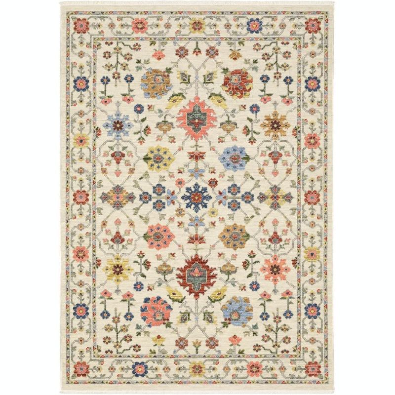 Oriental Weavers Lucca Traditional Rug 093W1 in Ivory Rectangle 7' 10" X 11 ' 1", 1 of 2
