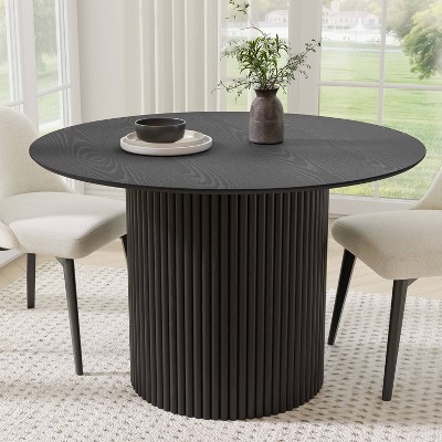 Dovelina Mid-Century Round Dining Table Wood Kitchen Table Modern Dining Room Table for 4 People - Black