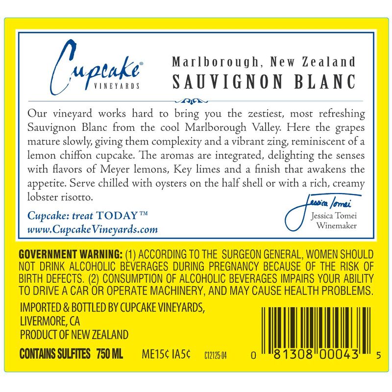 Cupcake Sauvignon Blanc White Wine - 750ml Bottle, 6 of 8