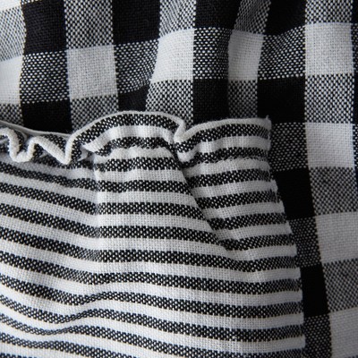 Black and White Gingham Cotton Kitchen Apron with Pockets