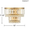 Vienna Full Spectrum Modern Wall Light Sconces Gold Hardwired 10" 2-Light LED Fixture Clear Crystal for Bedroom Bathroom - 4 of 4