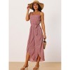 Seta T Women's Spaghetti Straps Sleeveless V Neck Tie Waist Split Wide Leg Jumpsuits - 2 of 4