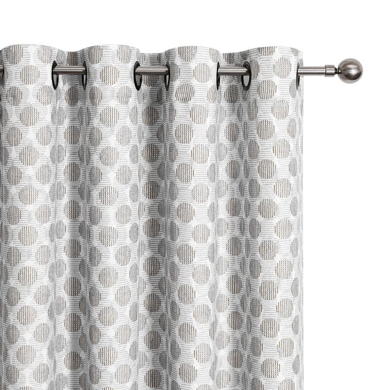 Kate Aurora 2 Piece Contemporary Chic Metallic Abstract Circles Light Filtering Grommet Top Curtains, 2 of 8
