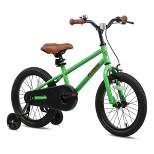 Petimini BP1001YD-3 16 Inch BMX Style Kids Bike with Removable Training Wheels and Rear Coaster Brakes for Kids 4-7 Years Old, Green