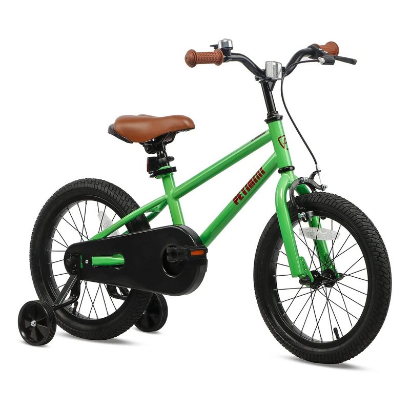 Petimini BP1001YD-3 16 Inch BMX Style Kids Bike with Removable Training Wheels and Rear Coaster Brakes for Kids 4-7 Years Old, Green, 1 of 6