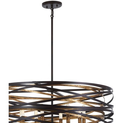 Vortic Flow Dark Bronze and Mosaic Gold 8-Light Contemporary Pendant