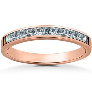 Pompeii3 1/2ct Princess Cut Diamond Wedding Ring 14K Rose Gold