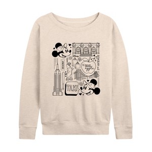 Women's - Disney - Mickey & Friends Lightweight French Terry Wide Neck Long Sleeve Shirt - 1 of 4