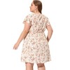 Women's Plus Size Floral V Neck Flare Sleeve Elastic Waist Casual A Line Midi Dresses - Agnes Orinda - 4 of 4