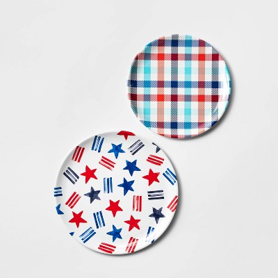 Photo 1 of 2pc Melamine Stars and Check Printed Serving Platter Set - Sun Squad&#8482;