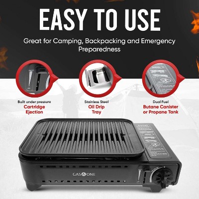 Gas One Dual Fuel Portable Grill with Stainless Steel Handle
