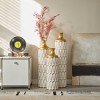 AENKYO Set of 3 Metal Floor Vases with Gold Accents, Textured Geometric Cylinder VasesTall Decorative Vases, 24.6"/29.3"/33.86" High - 2 of 4