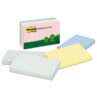 Post-it Recycled Note Pads 3 x 5 Assorted Helsinki Colors 100-Sheet 5/Pack 655RPA