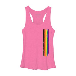 Adult Design By Humans Pride Rainbow Vertical Stripe By alphalezbean Racerback Tank Top - 1 of 2