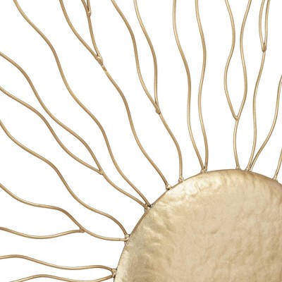 Melete Gold Metal 24" Square Sunburst Wall Art