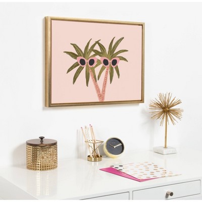 Sylvie Palm Trees and Sun Framed Canvas Wall Art