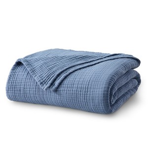 Market & Place 100% Cotton Muslin Bed Blanket - 1 of 4