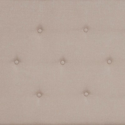 Beige Full-Size Tufted Upholstered Platform Bed with Nailhead Trim