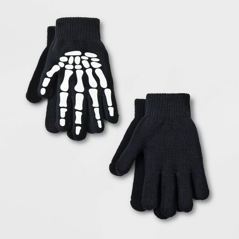 Kids' 2pk Skeleton Gloves - Cat & Jack™ Black - image 1 of 3