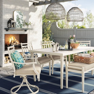 Fairmont White Patio Dining Set with Tan Cushions - Threshold™