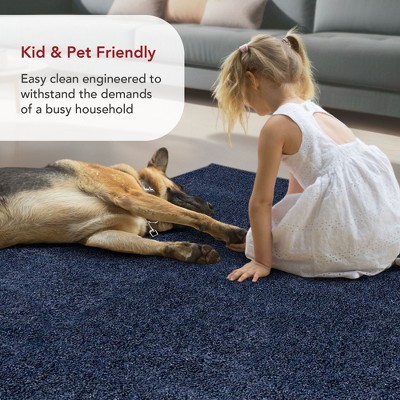 Marleen Plush Solid Blue Shag Rug 2' x 3'