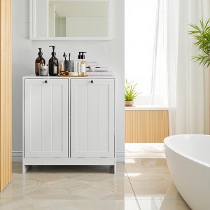 GDFStudio Barnsley Modern Wood Laundry Hamper Cabinet with 2 Removable Baskets - 1 of 4