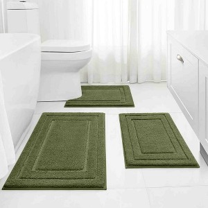 BAGOKIE 3pc Soft Microfiber Bathroom Rug Set - 1 of 4