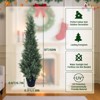 Artificial Cedar Topiary Trees Set of 2, Potted Faux Cypress Plant, UV Resistant Fake Evergreen Shrubs, Realistic Topiary Tree for Front Door - 2 of 4