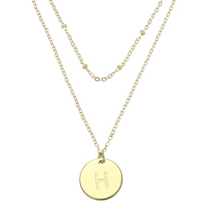 Unique Bargains Women's Gold Tone Disc Pendant Letter Necklace