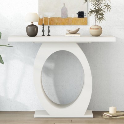 Modern Console Table with Egg-Shaped Base, Stylish and Stable Console Tables for Hallway or Entryway, Perfect for Living Room Decor-The Pop Home