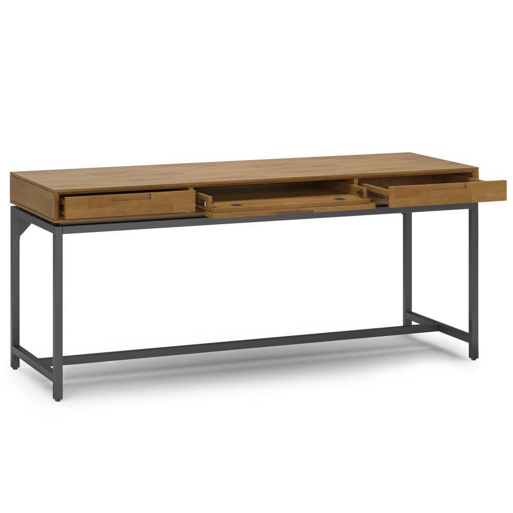 Devlin Wide Mid-Century Desk Medium Saddle Brown - WyndenHall: Executive Office, 72&#34; Width, Integrated File Cabinet