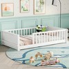 Twin size Floor Platform Bed with Built-in Book Storage Rack,White - 2 of 4