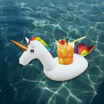 Northlight 16" Inflatable Unicorn Swimming Pool Floating Drink Holder