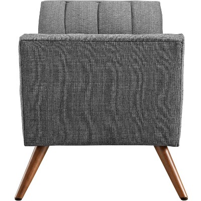 Energize Your Space Gray Tufted Upholstered Bench with Beech Wood Legs