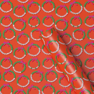 30” 25 sq ft Christmas Roll Wrap Friendship Bracelets on Red - Wondershop™ - 1 of 3