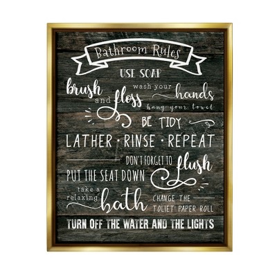 Stupell Industries Rustic Bathroom Rules Sign Good Hygiene List